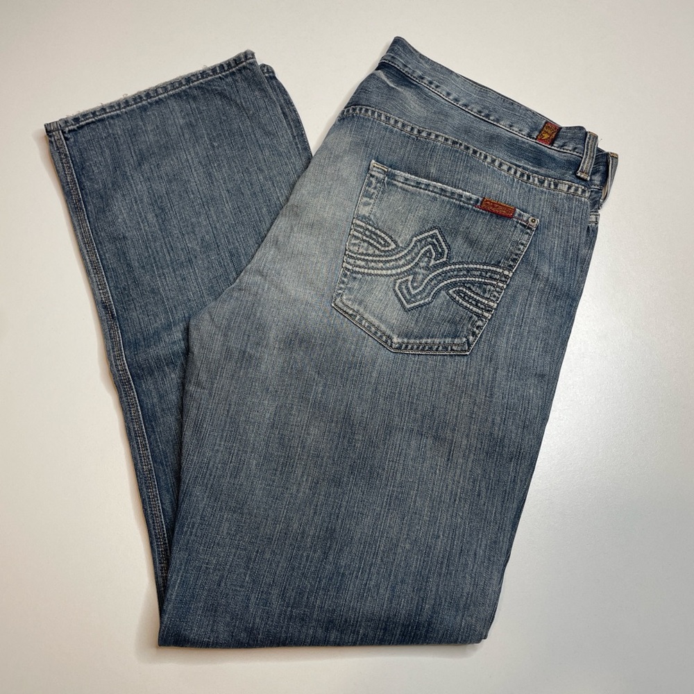7 For All Mankind Slouchy Button Fly Light Blue Wash Jeans Men’s 38x33 Casual